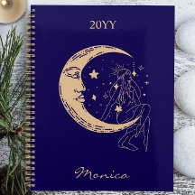 Himmelsmond und Stars, boho, elegantes Gold