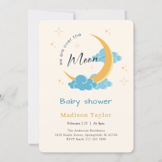 Himmelsmond und Sterne Himmel Baby Shower Einladung