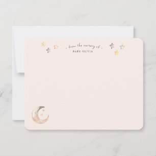 Himmelsmond und Sterne Rosa Baby Girl Shower Dankeskarte