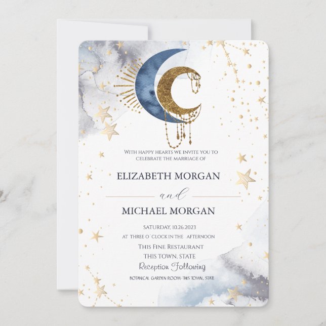 Himmelsmonde, Stars, Einladung zur Hochzeit (Vorderseite)
