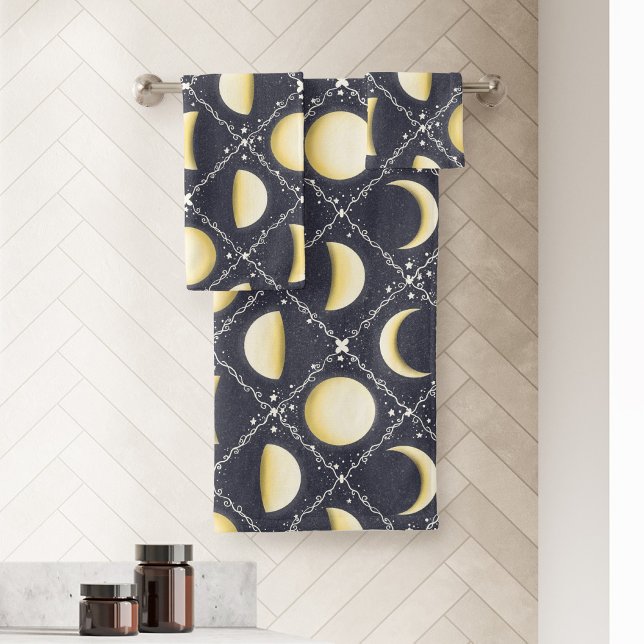 Himmelsmondphasen-Muster Badhandtuch Set (Moon Phases Bath Towel Set)