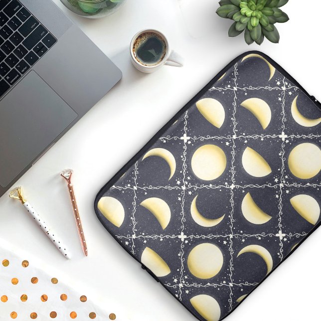 Himmelsmondphasen-Muster Laptopschutzhülle (Moon Phases Laptop Sleeve)