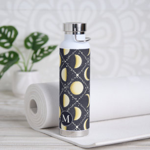Himmelsmondphasen-Muster und Monogramm Trinkflasche