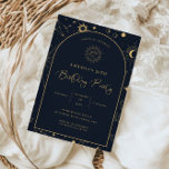 Himmelsmystische Elemente beginnen 50. Geburtstag Einladung<br><div class="desc">Diese einzigartige, individuell anpassbare Geburtstagskarte mit prächtigen goldene Himmelselementen auf dunklem Marinestützpunkt wurde für die Abstimmung mit unserer Celestial Mystic Collection entworfen. Für eine erweiterte Anpassung dieses Designs, z.B. das Ändern des Layouts, des Schriftartes oder der Textgröße, klicken Sie bitte auf den obigen Button "KENNEN". Bitte kontaktieren Sie mich für...</div>