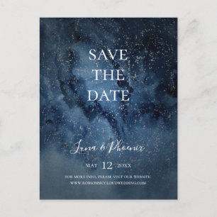 Himmelsnacht Silber Save-the-Date-Postkarte Einladungspostkarte