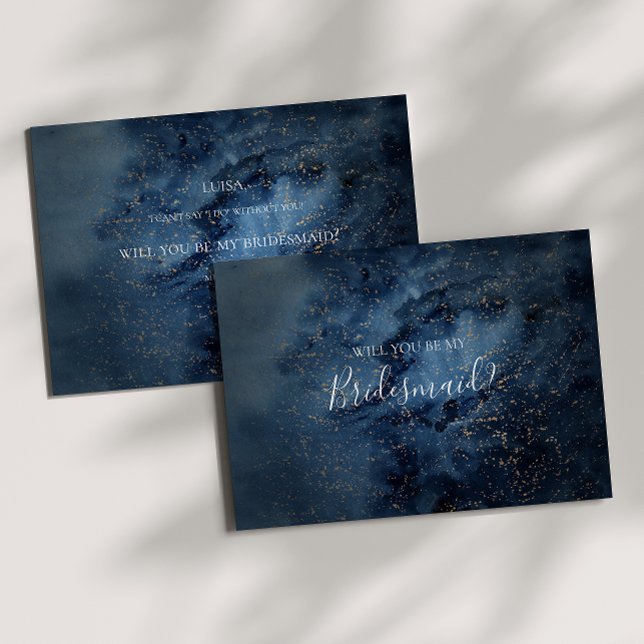 Himmelsnachtskarte Gold Bridesmaid Vorschlagskarte Einladung (Von Creator hochgeladen)