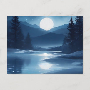Himmelsreflektionen Wasserfarbener Mondlicht Postkarte