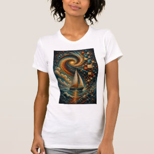 Himmelsreise Abstrakte 3D-Mikro-Mosaik-Segelyach T-Shirt
