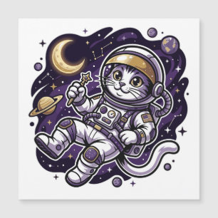 Himmelsreisender: Lila Astronaut Katzen Weltraum-M Magnetkarte