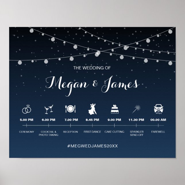 Himmelsschifffahrt Blue Starry Night Wedding Timel Poster (Vorne)