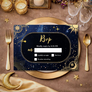 Himmelssonne und Mondhochzeit RSVP Karte