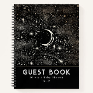 Himmelsstarry Night Moon and Stars Black Notizbuch