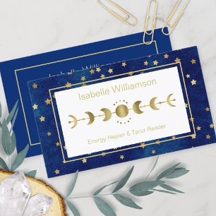 Himmelssterne Mondphase Navyblau Gold Visitenkarte
