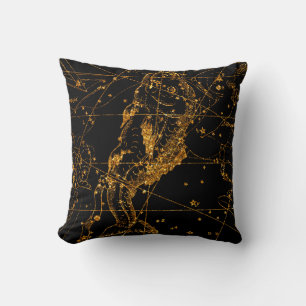 Himmelssternkarte Astrologisch Gold Fische Kissen