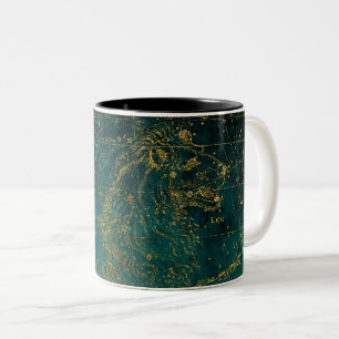 Himmelssternkarte Astrologisch LEO Löwe Grün Zweifarbige Tasse