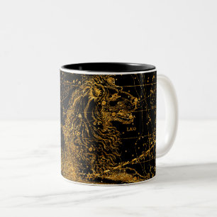 Himmelssternkarte Astrologischer LÖWE Löwe Gold Zweifarbige Tasse