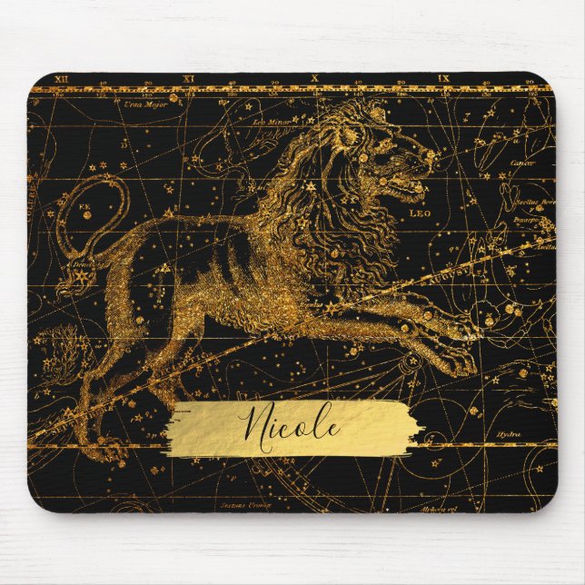 Himmelssternkarte Astrologisches Zeichen LÖWE Löwe Mousepad (Vorne)