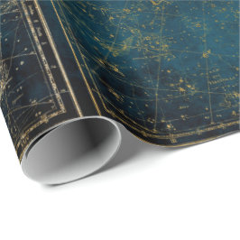 Himmelssternkarte Konstellation blaue Goldgalaxie Geschenkpapier