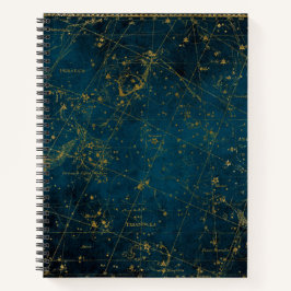 Himmelssternkarte Konstellation blaue Goldgalaxie Notizbuch