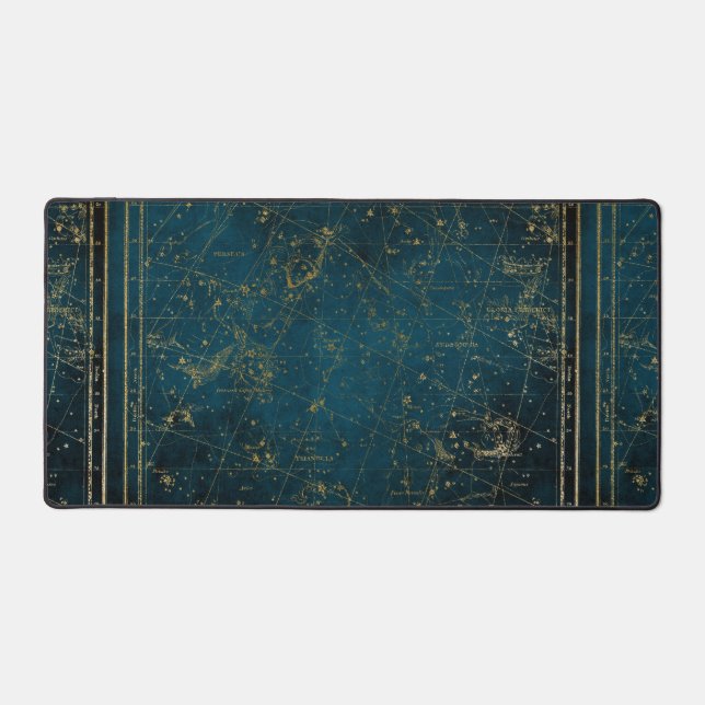 Himmelssternkarte Konstellation blaue Goldgalaxie Schreibtischunterlage (Vorderseite)