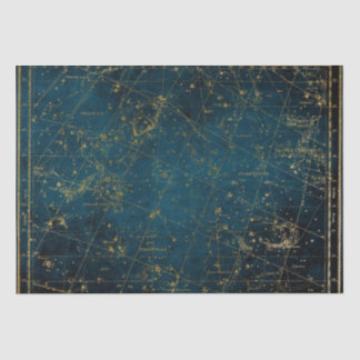 Himmelssternkarte Konstellation blaue Goldgalaxie  Seidenpapier
