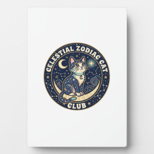 Himmelssternzeichen Katze Niedliche Katze T-Shirt- Fotoplatte