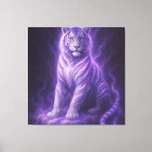 Himmelssturm Weißer Tiger – Elektrisch Blaues Aura Leinwanddruck
