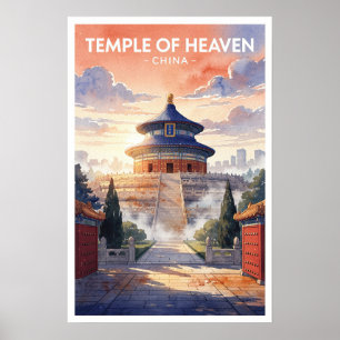 Himmelstempel China Vintage Reise Poster