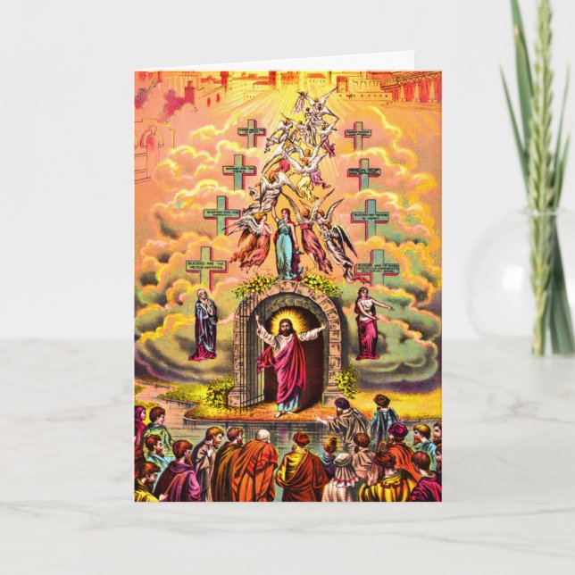 Himmelstor Jesus umarmt von Engeln Karte (Vorderseite)