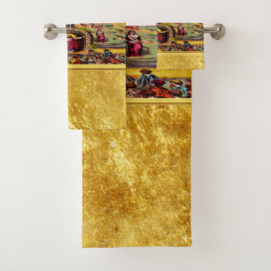 Himmelstor mit goldener Folientextur und Jesus Badhandtuch Set
