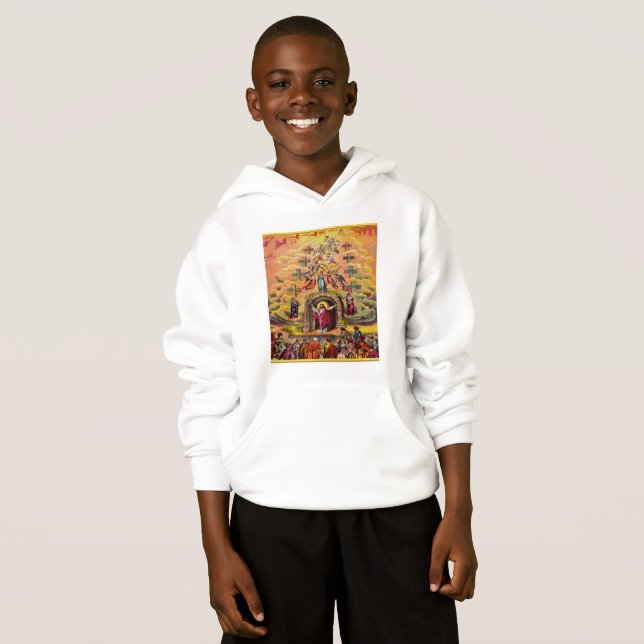 Himmelstor mit goldener Folientextur und Jesus Hoodie (Vorne ganz)