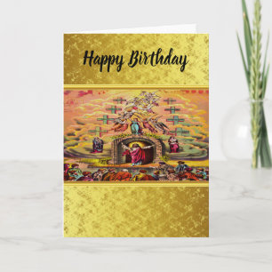 Himmelstor mit goldener Folientextur und Jesus Karte
