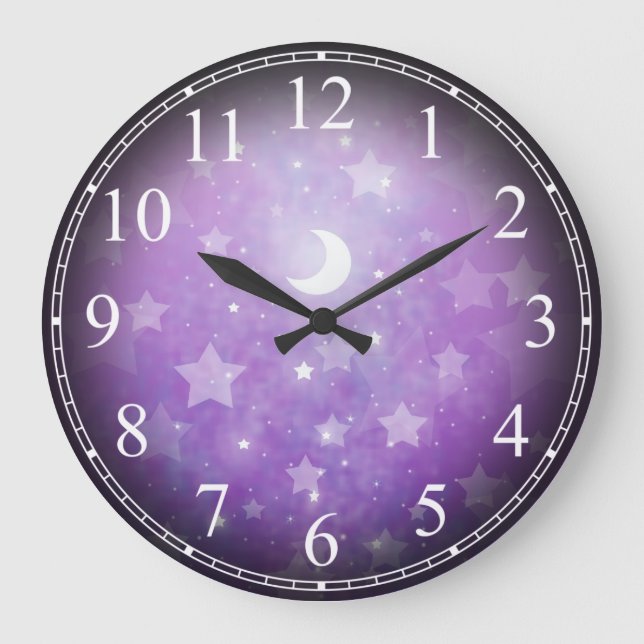 Himmelsträume Sterne und Mondsuhr Große Wanduhr (Vorderseite)