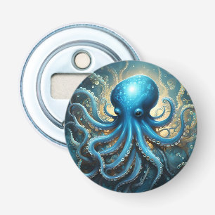 Himmelswellen: Das blaue Octopus-Fraktal Kunst Flaschenöffner