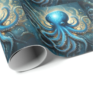 Himmelswellen: Das blaue Octopus-Fraktal Kunst Geschenkpapier