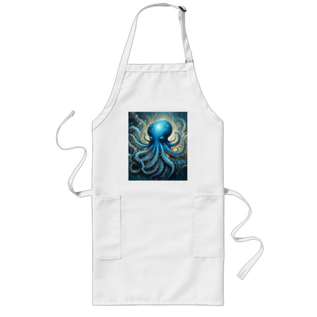 Himmelswellen: Das blaue Octopus-Fraktal Kunst Lange Schürze (Vorne)