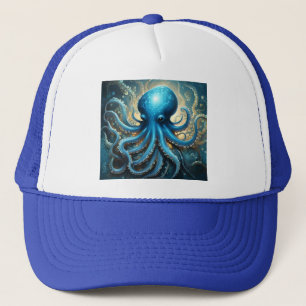 Himmelswellen: Das blaue Octopus-Fraktal Kunst Truckerkappe
