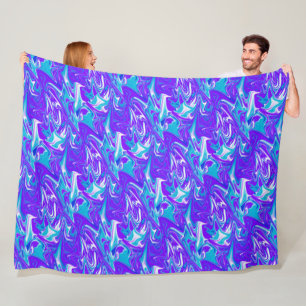 "Himmelswellen: Der blaue weiße und violette Marmo Fleecedecke
