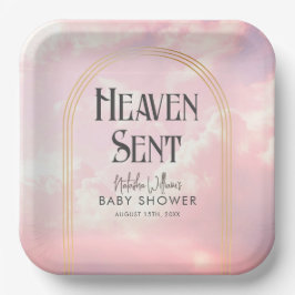 Himmelswolken Rosa Golden Arch Babydusche Pappteller
