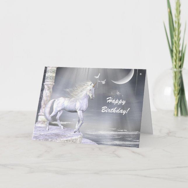 Himmlisch Angel Unicorn Szene Karte (Vorderseite)