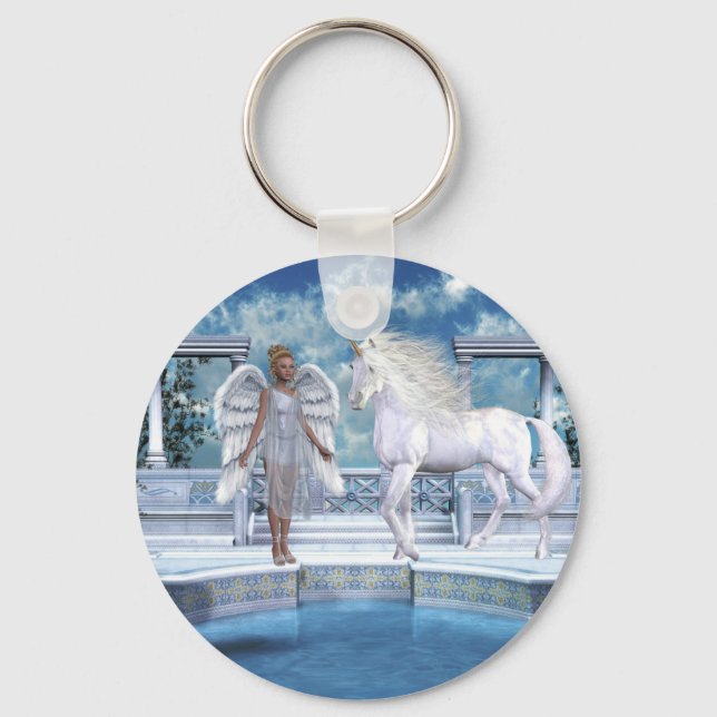 Himmlisch Angel Unicorn Szene Schlüsselanhänger (Vorderseite)
