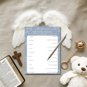 Himmlisch Blau Biblische Babynamen Match-Up Einladung