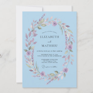 Himmlisch blaue Lorbeer-Romanze-Hochzeit Einladung