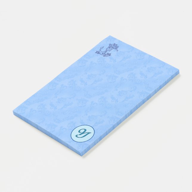 Himmlisch-blaue Monogramm (A-Z) Nachhinweise Post-it Klebezettel (angewinkelt)
