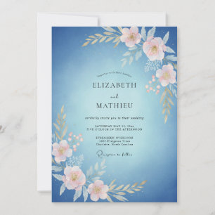 Himmlisch blaue träumerische Blumige Hochzeit Einladung