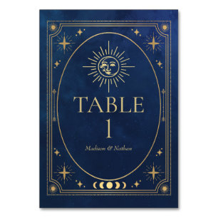 Himmlisch Blaues Gotisches Tarot-Hochzeitskleid Tischnummer