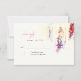 Himmlisch Feathers Boho Wedding RSVP Karte