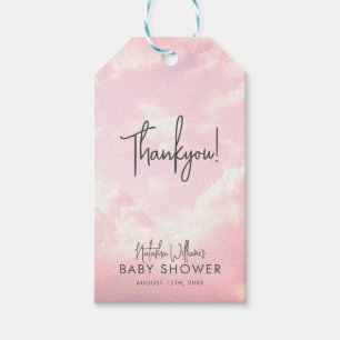 Himmlisch Gesandte Pastellrosa Wolken Baby Shower Geschenkanhänger