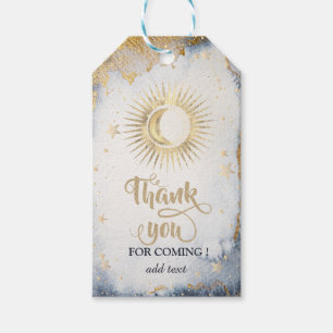Himmlisch Gold Sonne, Mond, Sterne Aquarell Geschenkanhänger