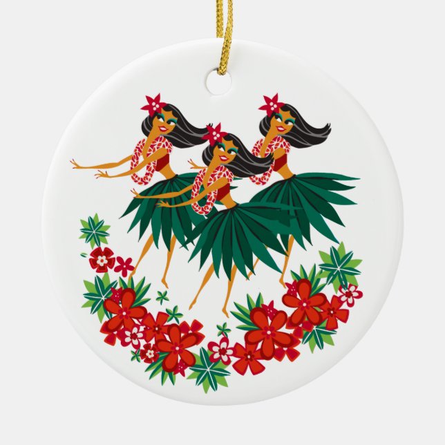 Himmlisch Hula Holiday Hawaiian Hula Girls Keramik Ornament (Vorne)